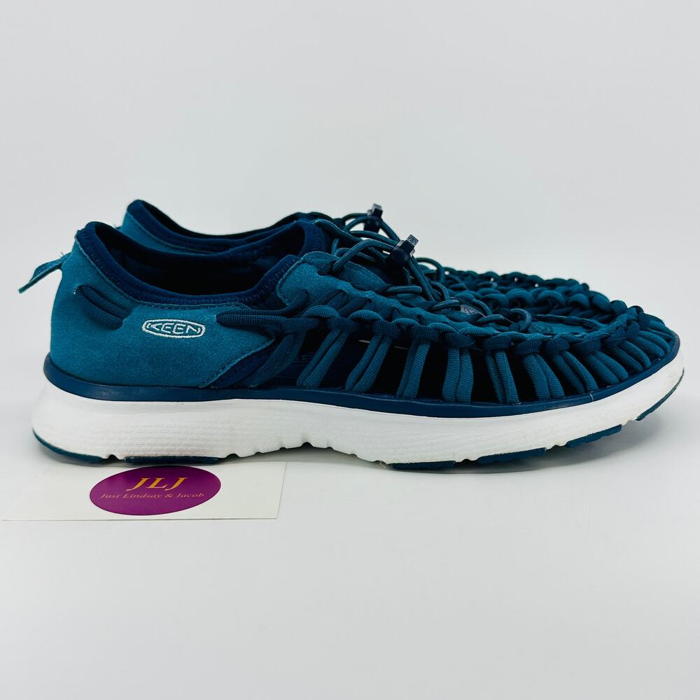KEEN Womens Uneek O2 Outdoor Bungee Sneaker Sandals Seaport/White 1015574 Size 8